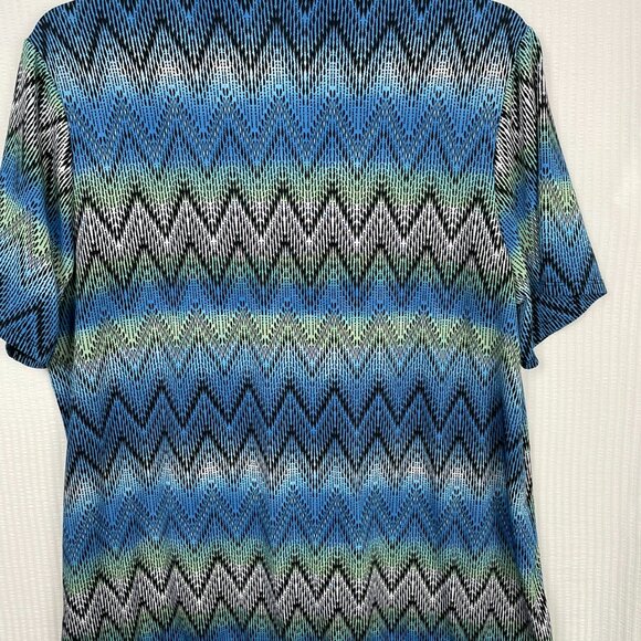 Per Seption Concept Tunic Top Women 1X Black White Red Chevron 3/4 Sleeve Blouse - Picture 7 of 16